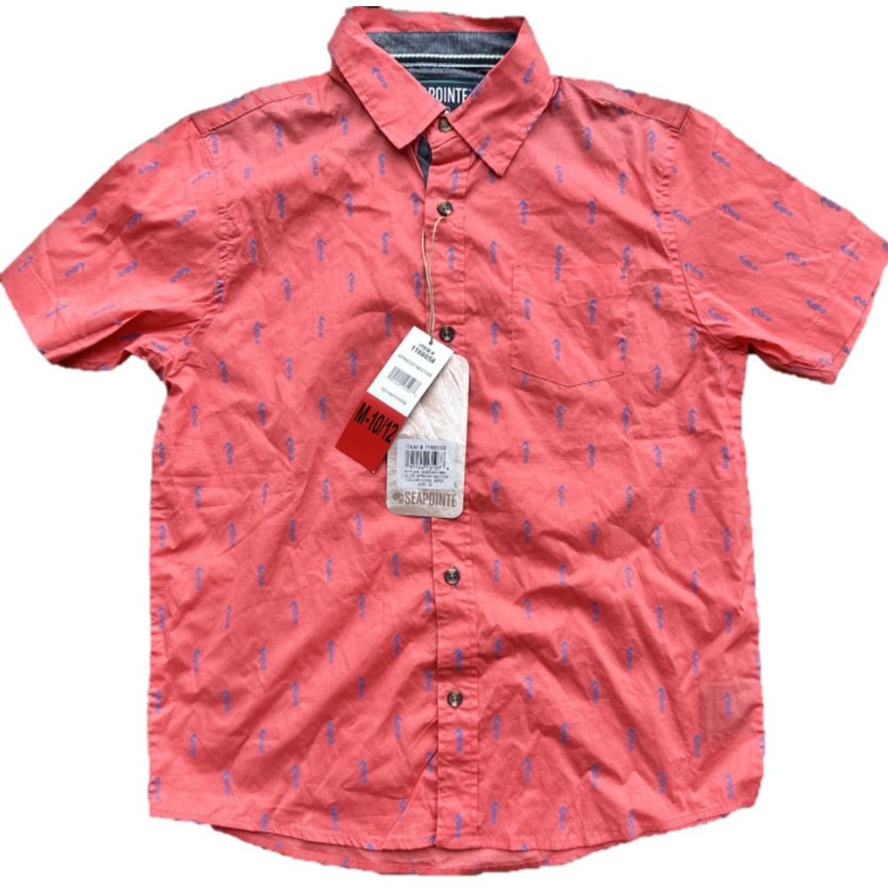 Seapointe Boys Casual Shirt,Apricot Nectar,New With Tag